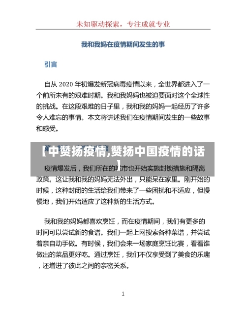 【中赞扬疫情,赞扬中国疫情的话】