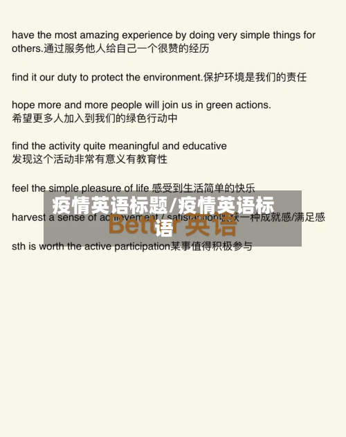 疫情英语标题/疫情英语标语