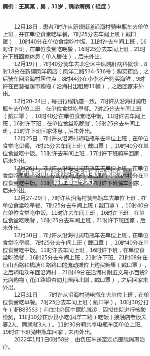 宁波疫情最新消息今天新增(宁波疫情最新通告今天)