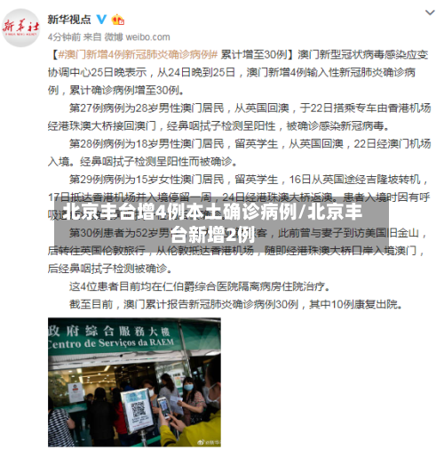 北京丰台增4例本土确诊病例/北京丰台新增2例