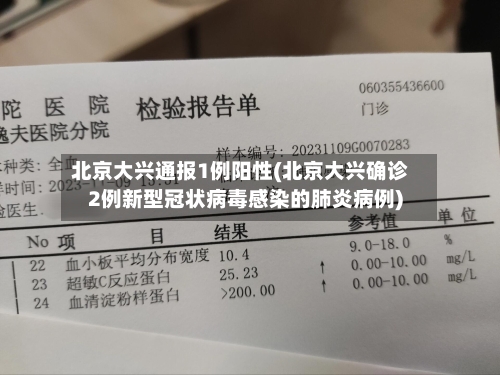 北京大兴通报1例阳性(北京大兴确诊2例新型冠状病毒感染的肺炎病例)